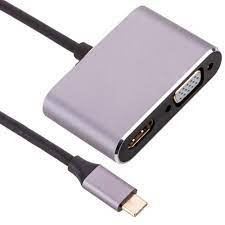 Adaptateur USB C vers HDMI VGA 2 en 1 Type C 4K 30Hz UHD