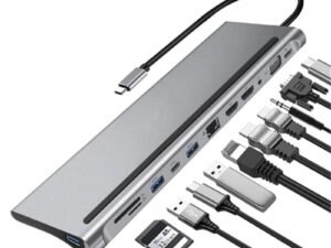 Adaptateur Multifontion 12-en-1 USB Type-C Hub à dual -HDMI