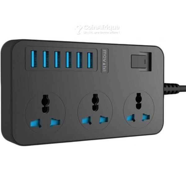 Multiprise avec USB avec 3 Prises 6 Chargeur USB