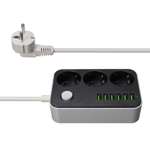 multiprise 3 prises Parasurtenseur avec Multiple 6 ports USB bloc d'alimentation chargeur 10 A 3.4 A 17 W chargement rapide