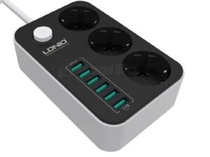 multiprise 3 prises Parasurtenseur avec Multiple 6 ports USB bloc d'alimentation chargeur 10 A 3.4 A 17 W chargement rapide