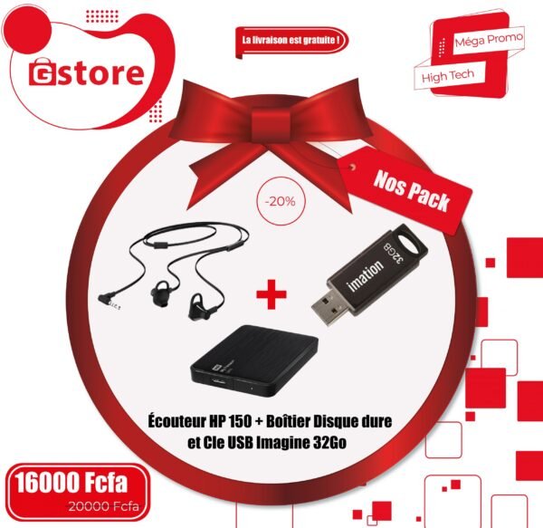 Écouteur HP 150 + Boîtier Disque dure et Cle USB Imagine 32Go_Plan de travail 1